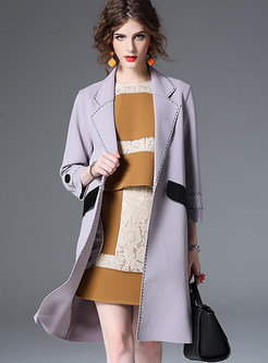 Matching Turn Down Collar Woolen Coat