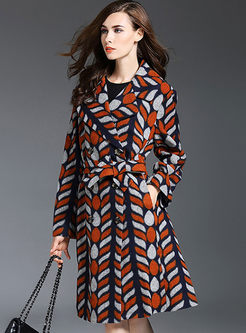 British Plaid Pattern Notched Collar Trench Coat