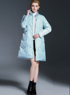 Casual Straight Stylish Solid Color Down Coat