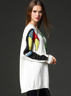 Oversized Multicolor Pattern Knitted Sweater