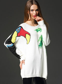 Oversized Multicolor Pattern Knitted Sweater