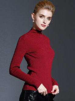 Slim Solid Color Sweater