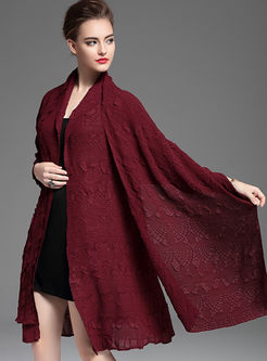 Fashion Pure Color Kimono（With Scarf)