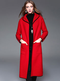 Long Hooded Mink Cashmere Trench Coat