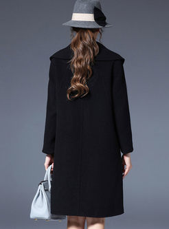 Long Black Woolen Trench Coat
