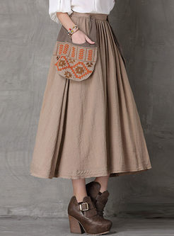 Ethnic Embroidery Pocket Long Skirt