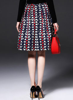 British Plaid Pattern Jacquard High Waist Ball Gown Skirt
