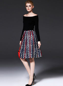 British Plaid Pattern Jacquard High Waist Ball Gown Skirt