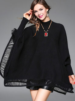 Fashion Loose Stitching Pure Color Sweater