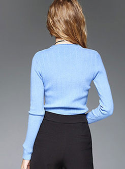 Brief Pure Color Long Sleeve Sweater