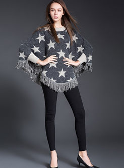 Casual Star Pattern Fringed Sweater