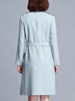 Casual Turn Down Collar Knee-length Trench Coat