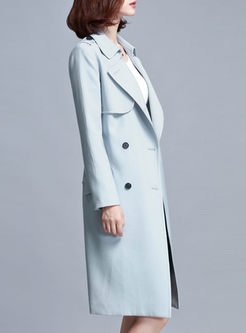 Casual Turn Down Collar Knee-length Trench Coat