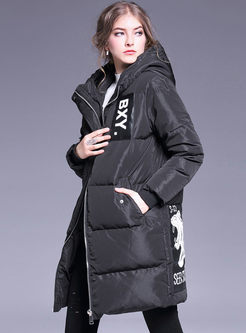 Casual Hooded Solid Color Straight Down Coat