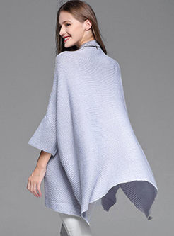 Loose Bat Sleeve Slit Knitted Sweater