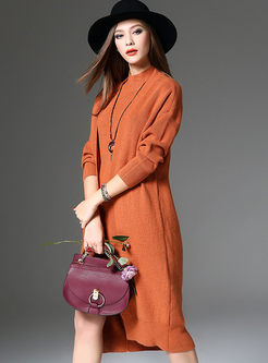 Fashion Sleeveless Dress & Zip-up Knitted Coat Suits 