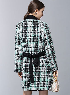 Thick Belted Plaid Woolen Coat
