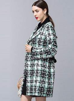 Thick Belted Plaid Woolen Coat