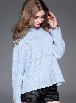 Sweet Crochet-paneled Scalloped Sweater
