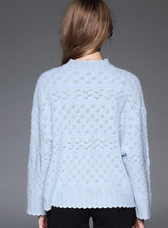 Sweet Crochet-paneled Scalloped Sweater