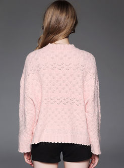 Brief Crochet-paneled Scalloped Sweater