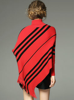 Classic Stripe Color-blocked Tassel Kimono