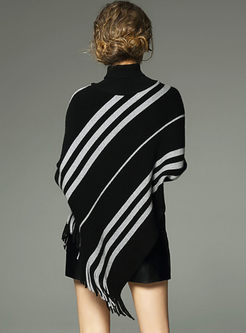 Classic Stripe Color-blocked Tassel Kimono