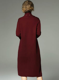Vintage Thick Rivet Cashmere Long Knitted Coat 