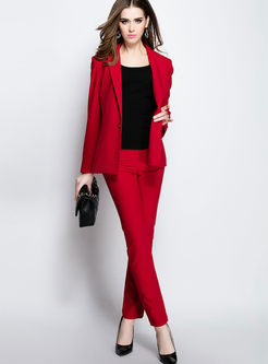 Work Pure Color Two-piece Outfits