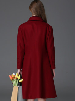 Stylish Double-breasted Vintage A-line Wool Coat