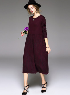 Oversized Wine Red Elastic Knitted Dress