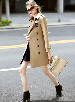 Double-breasted Belted Leopard Grain Trench Coat