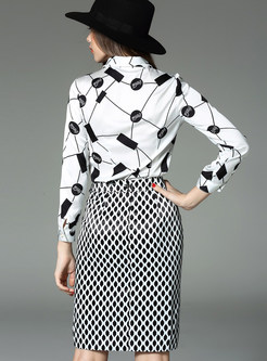 Work Hit Color Blouse & Bodycon Skirt Suits