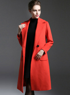 Double-Breasted Solid Color Slim Stylish Coat