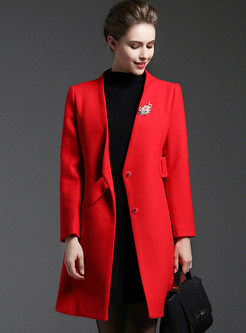 Work Sequined Slim Solid Color Stylish Coat