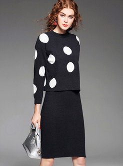 Elegant Dot Slim Two-piece Outfits