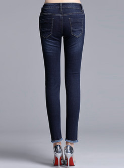 Slim Fringe-trim Skinny Jeans