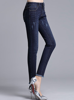 Slim Fringe-trim Skinny Jeans