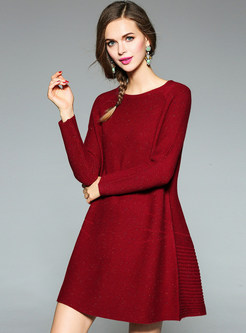 Brief Solid Color A-line Slim Knit Dress