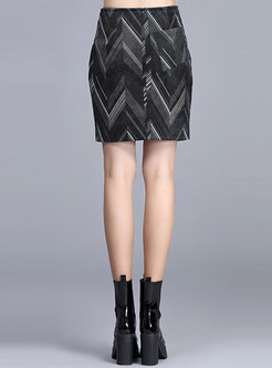 Stylish Print Corduroy Skirt