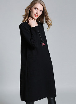 Casual Straight Plus Size Knit Dress