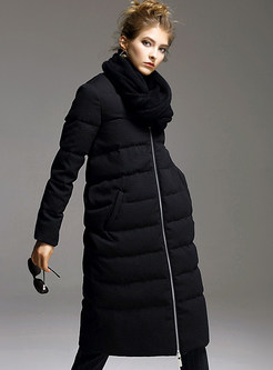 Casual Straight Thick Zip-up Down Coat
