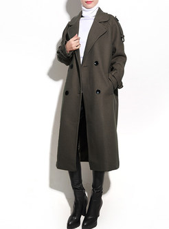 Plain Mid-calf Belted Trench Coat 