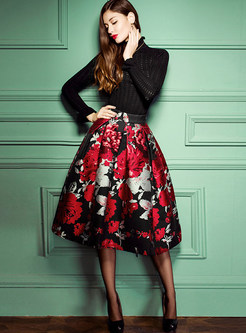 Pleated Print High-waist Stylish Skirt