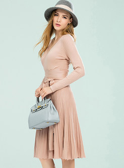 Slim Pleated Winter Knitted Dress