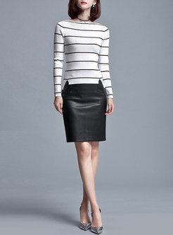 Brief Black Skinny OL Knee-length Skirt