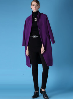 Purple Thick Loose Wool Temperament Coat