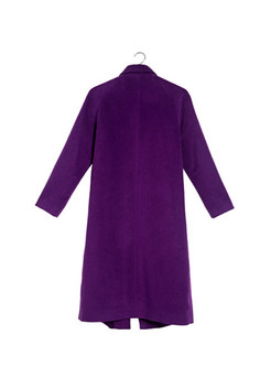 Purple Thick Loose Wool Temperament Coat