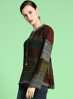 Casual Patchwork Stylish Loose Pullover Sweater