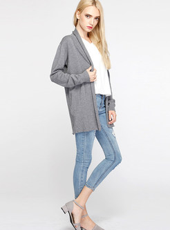 Brief Zip-up Loose Pure Color Sweater